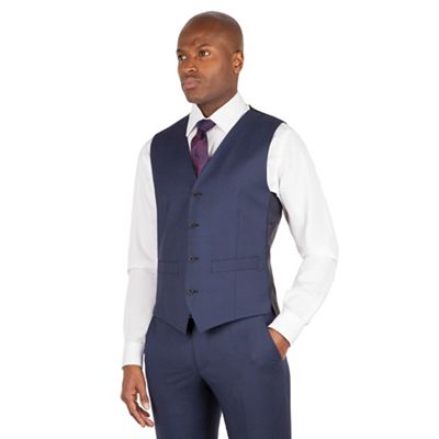 J by Jasper Conran J by Jasper Conran Blue 4 button front tailored fit italian suit waistcoat